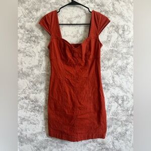 Urban Outfitters Rust-Red Cap Sleeve Mini Dress